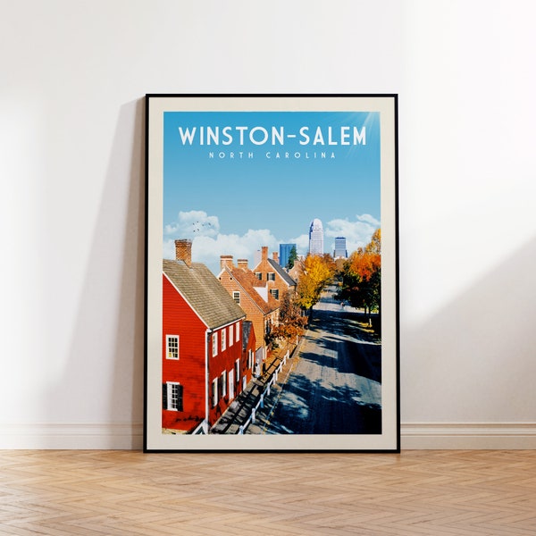 Winston-Salem Poster, Winston-Salem North Carolina Print, Winston-Salem Wall Art | Vintage Travel Poster | Vintage North Carolina Poster