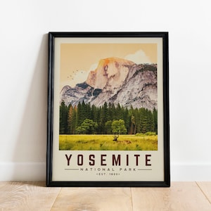 Yosemite Poster, Yosemite National Park Print, National Park Wall Art | Vintage National Park Poster | National Park Gift for Nature Lover