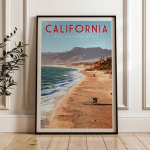 California Poster, California Wall Art, California Art Print, Southern California Print, Northern California Wall Art, Surfboard Wall Art