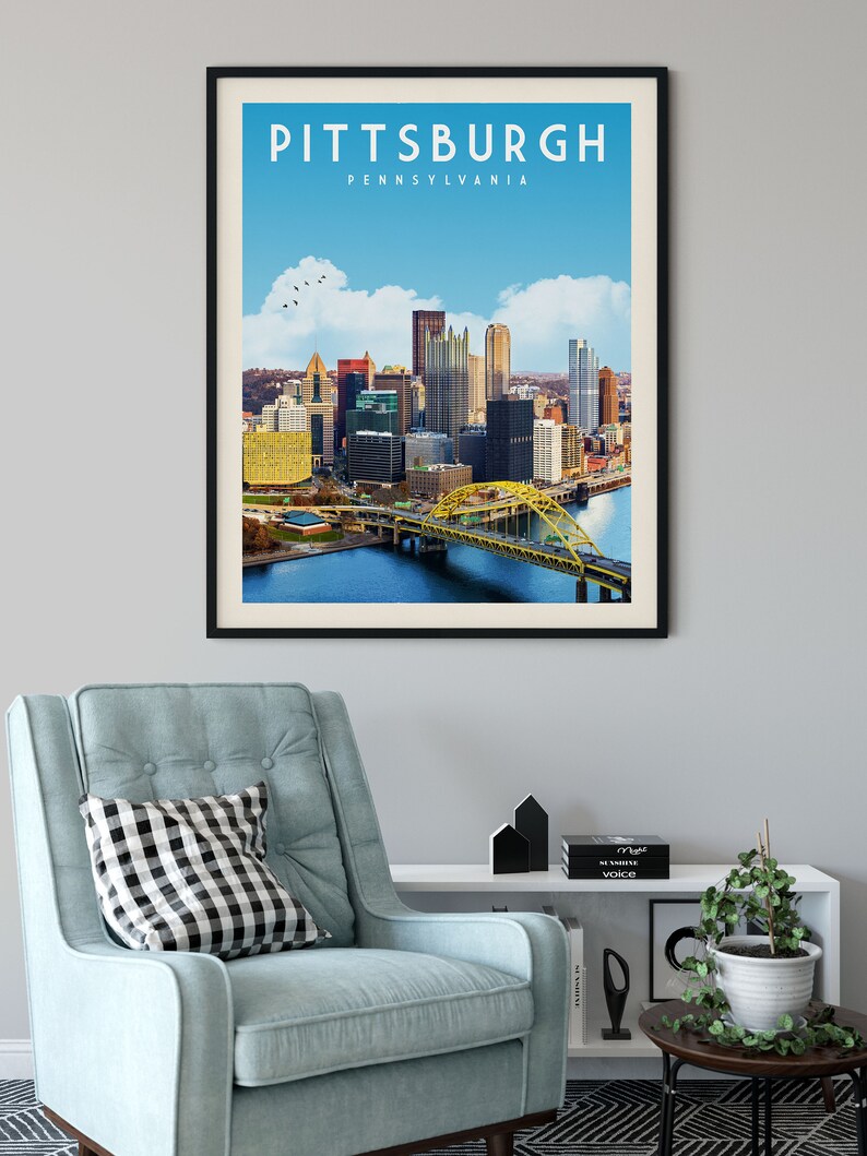 Pittsburgh Wall Art Print Pittsburgh Retro Travel Poster Etsy