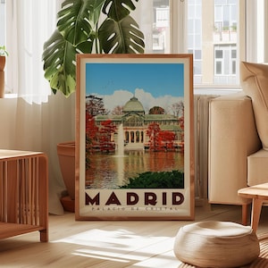 Madrid Poster, Spain Art Prints, Madrid Wall Art, Madrid Print, Palacio de Cristal Print, Spanish Art, Madrid Travel Poster, Vintage Spain
