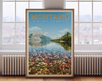 Montana Art, Montana Travel Poster, Montana Print, Big Sky Montana Gifts, Montana Wall Art Home Decor
