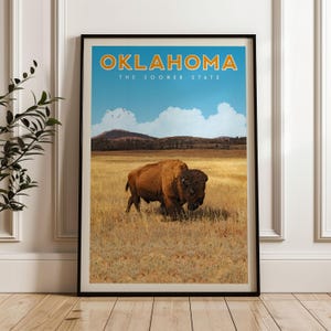 Oklahoma Travel Poster, Vintage Oklahoma Print, Oklahoma Sooner State Wall Art, Oklahoma State Park Map, Oklahoma City Decor, Oklahoma Gift