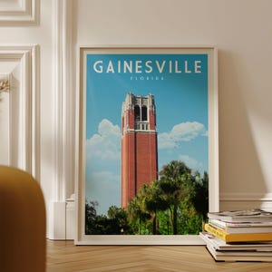 Póster de Gainesville, Florida, arte mural de Gainesville, impresión artística vintage de Gainesville, Florida, impresiones retro de Florida
