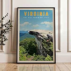 Virginia Vintage Travel Poster, Virginia Retro Style Wall Art