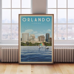 Orlando Florida Poster, Orlando Wall Art, Vintage Orlando, Florida Art Print, Downtown Orlando Skyline, Retro Prints Florida, Florida Gift