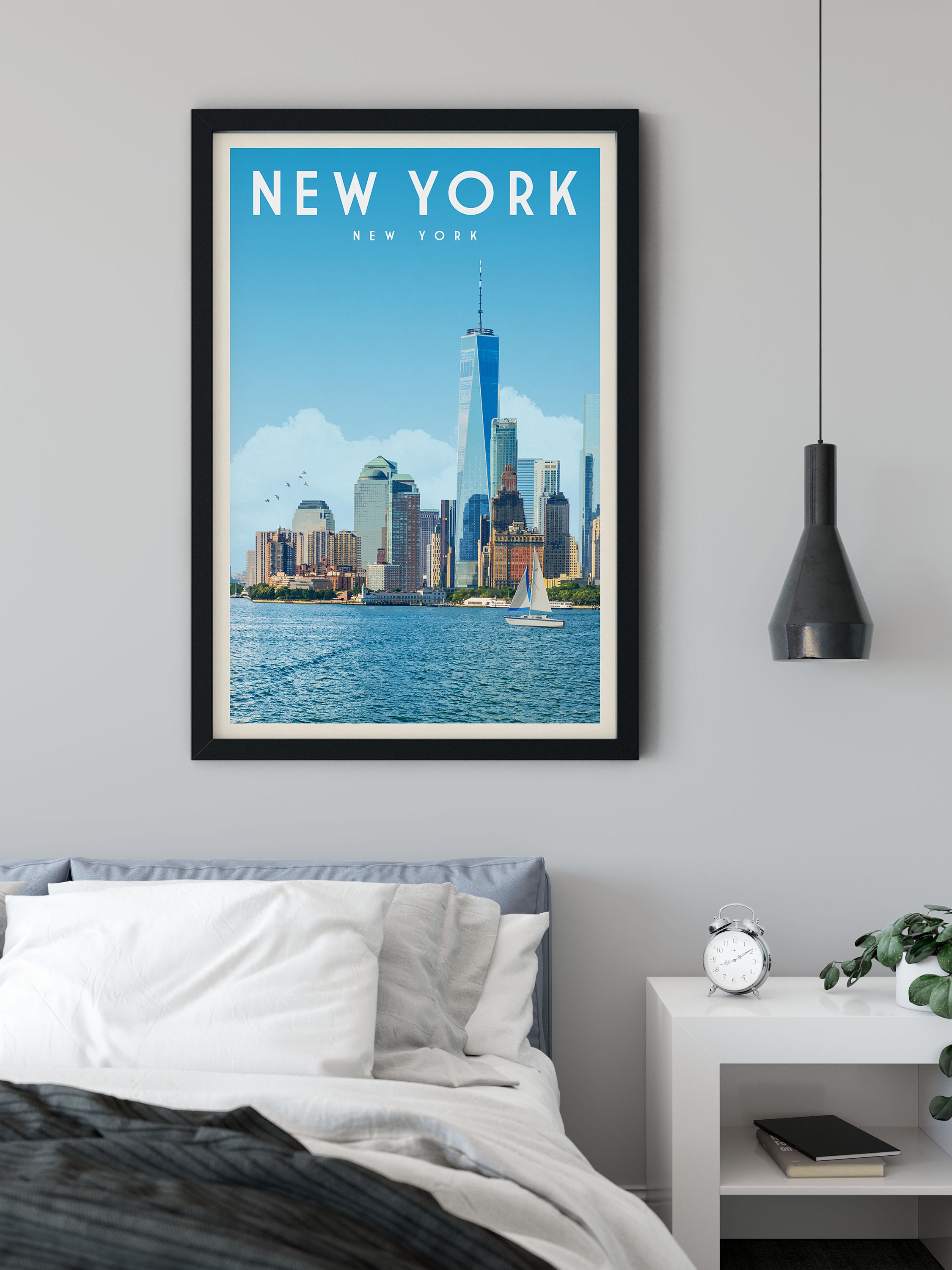 Discover New York City Skyline Poster Print, NYC Wall Art Print Home Decor, Vintage New York State Travel Poster, New York City Wall Art Travel Gifts