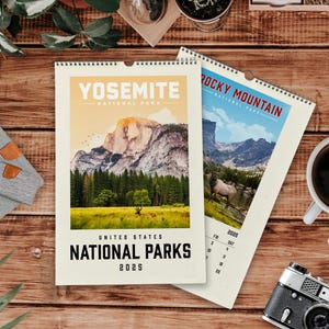 National Parks 2025 Wandkalender, US National Parks Kalender, Vintage National Parks Kalender, Akademischer Kalender