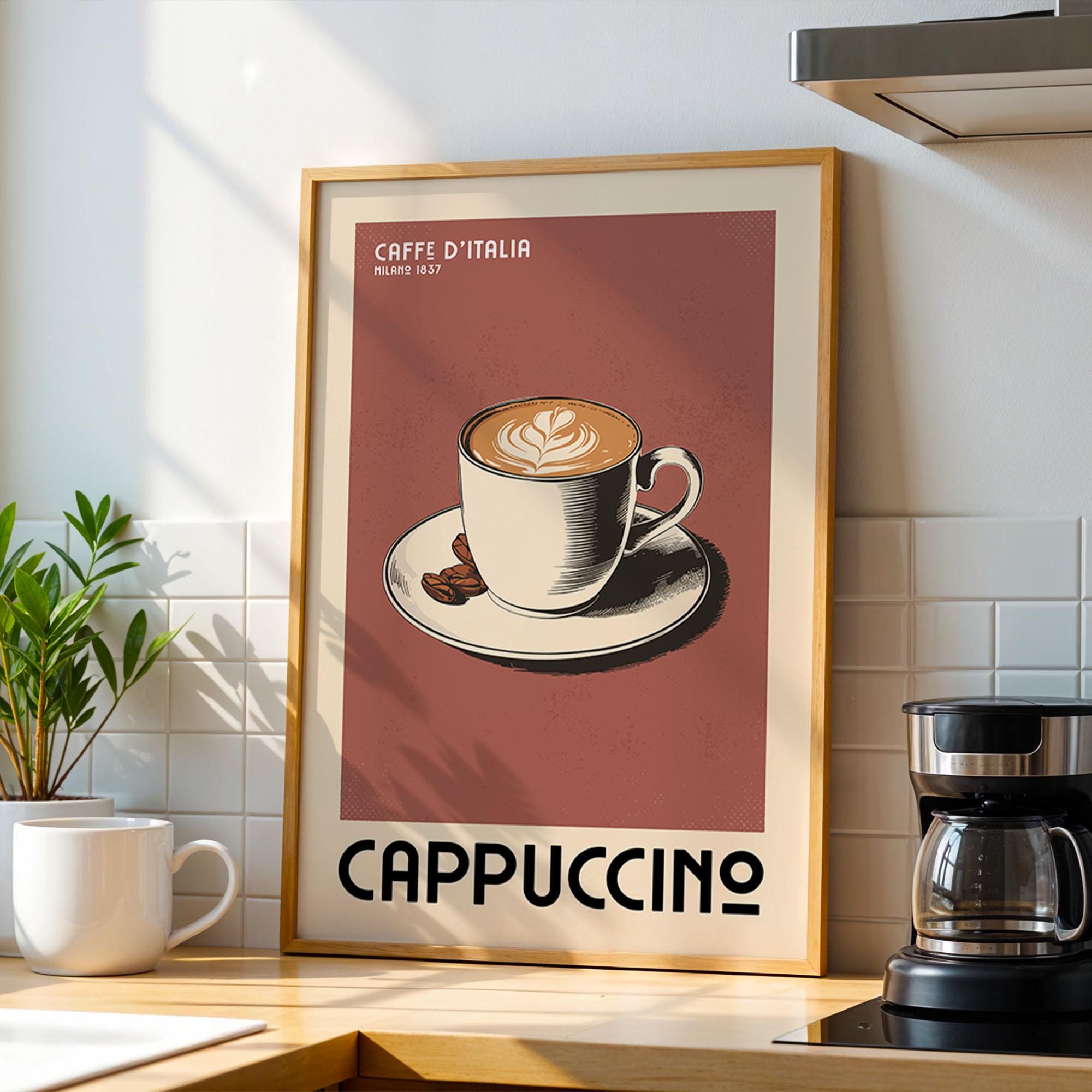 Cappuccino Poster, Kaffeebar Kunstdruck, Moderne Küche Wandbild | Vintage Kaffee Poster | Moderner Kaffee Kunstdruck für Kaffee Geschenk