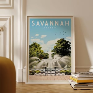 Savannah Poster Druck, Vintage Savannah Georgia Wand Kunst Wohnkultur, Retro Georgia Reise Poster Druck, Savannah Geschenk