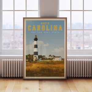 North Carolina Poster, North Carolina Druck, North Carolina Wand Kunst, Hausdekor, North Carolina Geschenk, Charlotte Reiseplakat