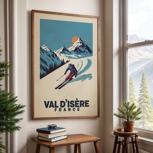 Val d’Isère France Ski Poster, Ski Wall Art | Vintage Ski Poster | Winter Sports Wall Art