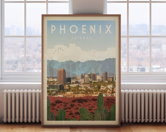 Phoenix Druck, Arizona Reise Poster, Phoenix Wandkunst, Arizona Geschenk, Southwest Decor Print, Phoenix Karte