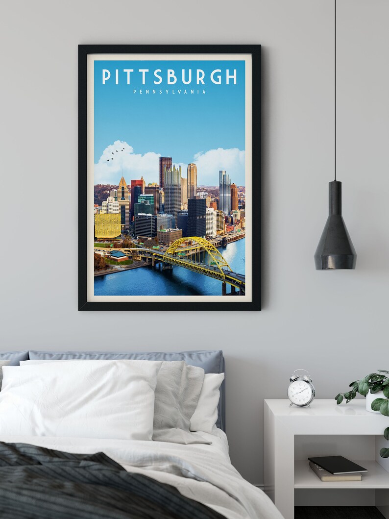 Pittsburgh Wall Art Print Pittsburgh Retro Travel Poster Etsy