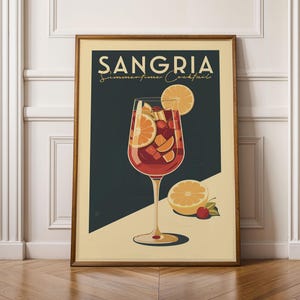 Impressão de Sangria, Pôster de Sangria, Arte de Parede de Bar de Coquetéis, Impressões de Arte de Carrinho de Bar, Impressão de Coquetéis Retro, Acessórios de Carrinho de Bar, Impressão de Vinho