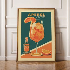 Aperol Spritz Print, Aperol Spritz Poster, Cocktail Bar Wall Art, Bar Cart Art Prints, Retro Cocktail Print, Bar Cart Accessories