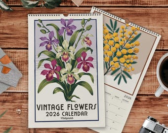 2027 Floral Wall Calendar, Vintage Botanical Calendar | 2027 Wall Calendar | Monthly Flower Wall Calendar for Plant Lover