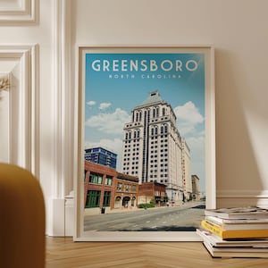 Greensboro Poster, Greensboro Wall Art Print | Vintage North Carolina Travel Poster | Greensboro Print, Housewarming Gift