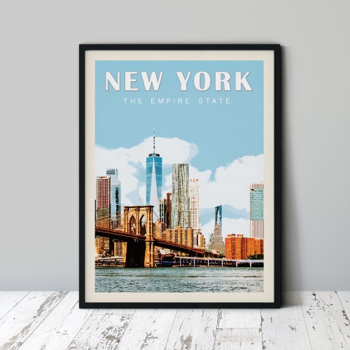 New York Skyline Poster NYC Skyline Art Print With One Line - Etsy