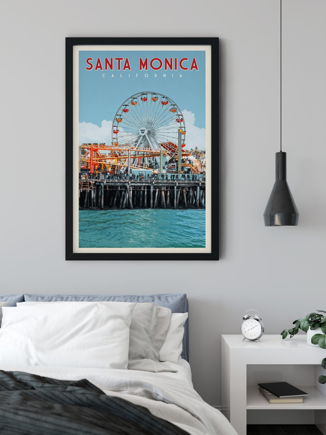 Santa Monica California Wall Art Los Angeles Print Beach Etsy
