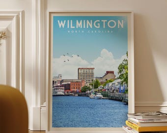 Wilmington Wall Art, Wilmington Art Print, Wilmington NC Travel Poster, North Carolina Decor, Wilmington Riverwalk, Wilmington Gifts