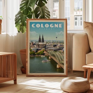 Cologne Vintage Poster, Cologne Travel Print, Germany Travel Wall Decor, Cologne Germany Wall Art, Cologne Germany Gift