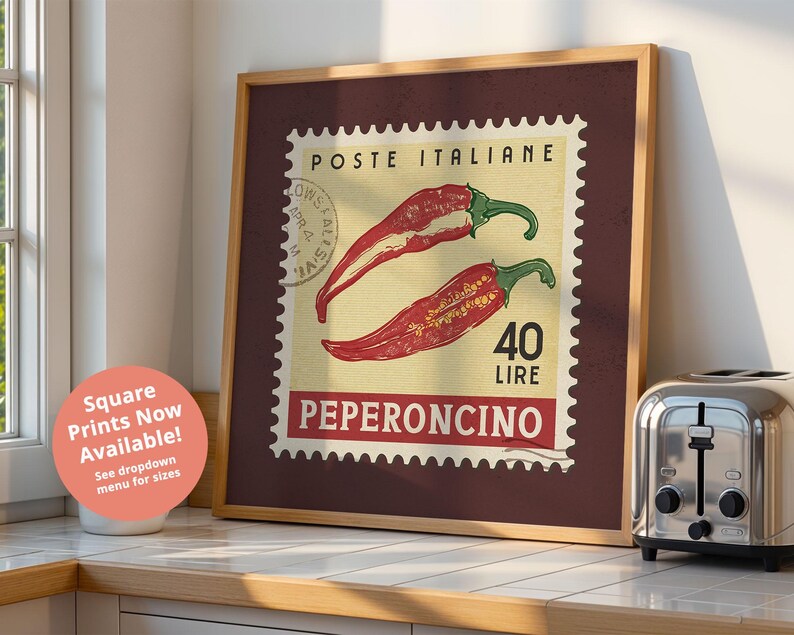 a picture of a stamp with a picture of a pepperoni on it
