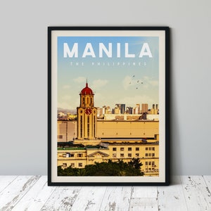 Manila Travel Poster, Manila Wall Art, Manila Philippines Print, Manila Home Decor, Manila Skyline Print, Manila Painting, Manila Map