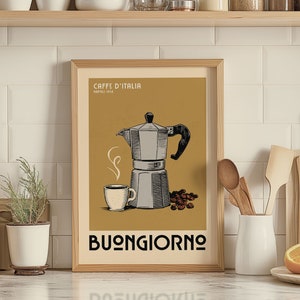 Póster de café expreso italiano, impresión artística de cafetería, arte de pared de cocina moderno, póster de café vintage, impresión artística de cocina para amantes del café