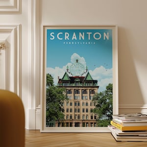 Scranton Skyline Wall Art, Scranton Pennsylvania Poster, The Electric City, Scranton Art Print, Scranton Gift, Pennsylvania Travel Poster