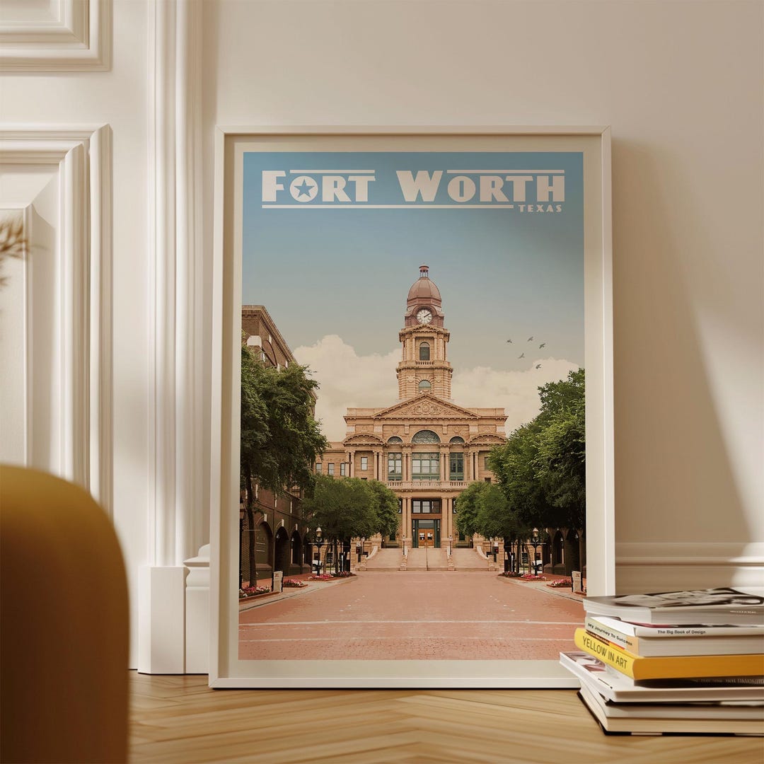 Fort Worth Poster, Fort Worth Wall Art Print | Vintage Texas Travel ...