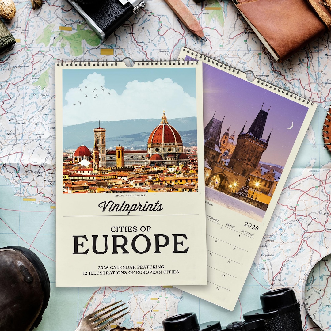 2026 Calendar, Vintage Europe Travel Poster Calendar | 2026 Wall ...