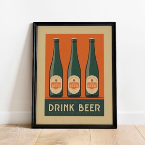 Bier Print, Bier Poster, Bar Wandkunst, Klassische Bar Warenkorb Kunstdrucke, Retro Cocktail Print, Bar Zubehör, Bier Geschenk, Vintage Bier Wandkunst