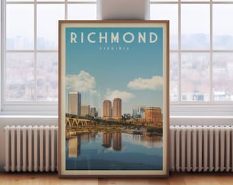 Richmond Virginia Print, Richmond Skyline Poster, Richmond Wall Art, Richmond Canvas, Richmond Map, Richmond Home Decor, Richmond Gift