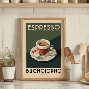 Póster de café expreso, impresión artística de barra de café de cocina, letrero de barra de café / póster de café vintage / regalo de café para amantes del café