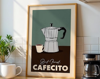Mas primeiro, cafezinho! Pôster de café espanhol, arte para bar de café, decoração de parede para cozinha | Pôster de café vintage | Presente para amantes de café