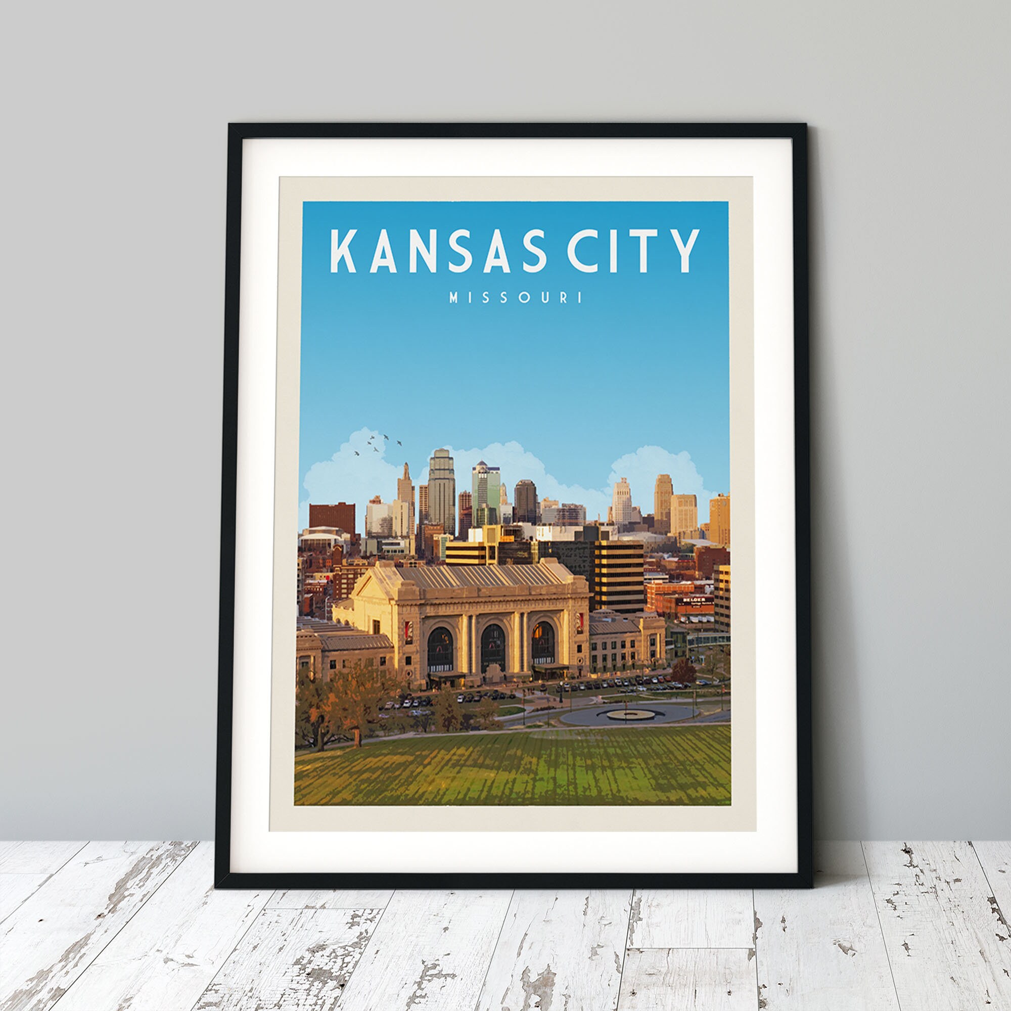 Kansas City Vintage Wall Art Kansas City Art Print Travel Etsy