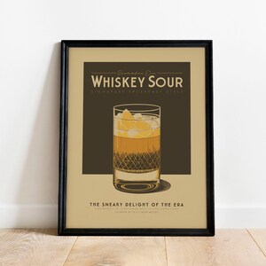 Whisky Sour Cocktail Print, Whisky Sour Cocktail Poster, Bar Wandkunst, Barwagen Kunstdrucke, Retro Print, Bar Zubehör, Whisky Geschenk