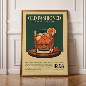 The image is a framed poster advertising an old fashioned cocktail.