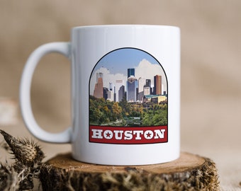 Houston Mug, Texas Mug, Houston Badge Ceramic Mug, Retro Houston Coffee Cup, Houston Gift Idea, Vintage Houston Souvenir