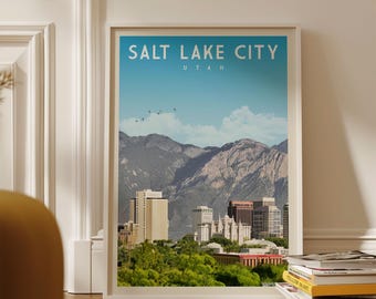 Póster de viaje de Salt Lake City, impresión de Salt Lake City, arte de Salt Lake City, póster de arte de Utah, decoración de pared de SLC, obras de arte de Salt Lake City, regalo de Salt Lake City
