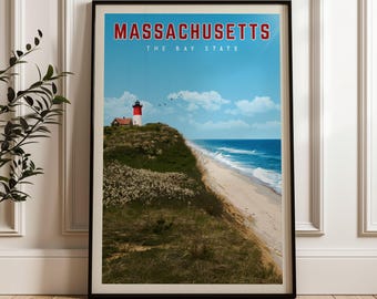 Massachusetts Travel Poster, Massachusetts Art Print, Massachusetts Gift, Boston Wall Art, Massachusetts Home Decor, Massachusetts Canvas