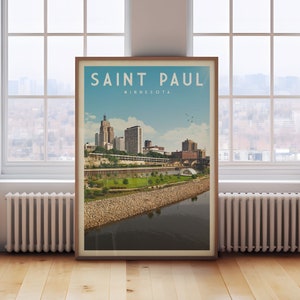 St. Paul Poster, St. Paul Framed Print, St. Paul Wall Art, Saint Paul Minnesota Decor, Minnesota Travel Poster Gift, Minnesota Map