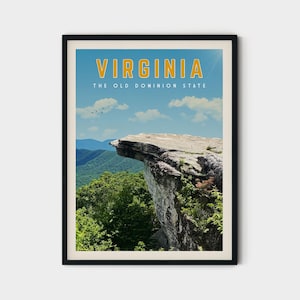 Virginia Vintage Travel Poster, Virginia Retro Style Wall Art, Virginia State Souvenir Gifts, Virginia Travel Print Wall Decor
