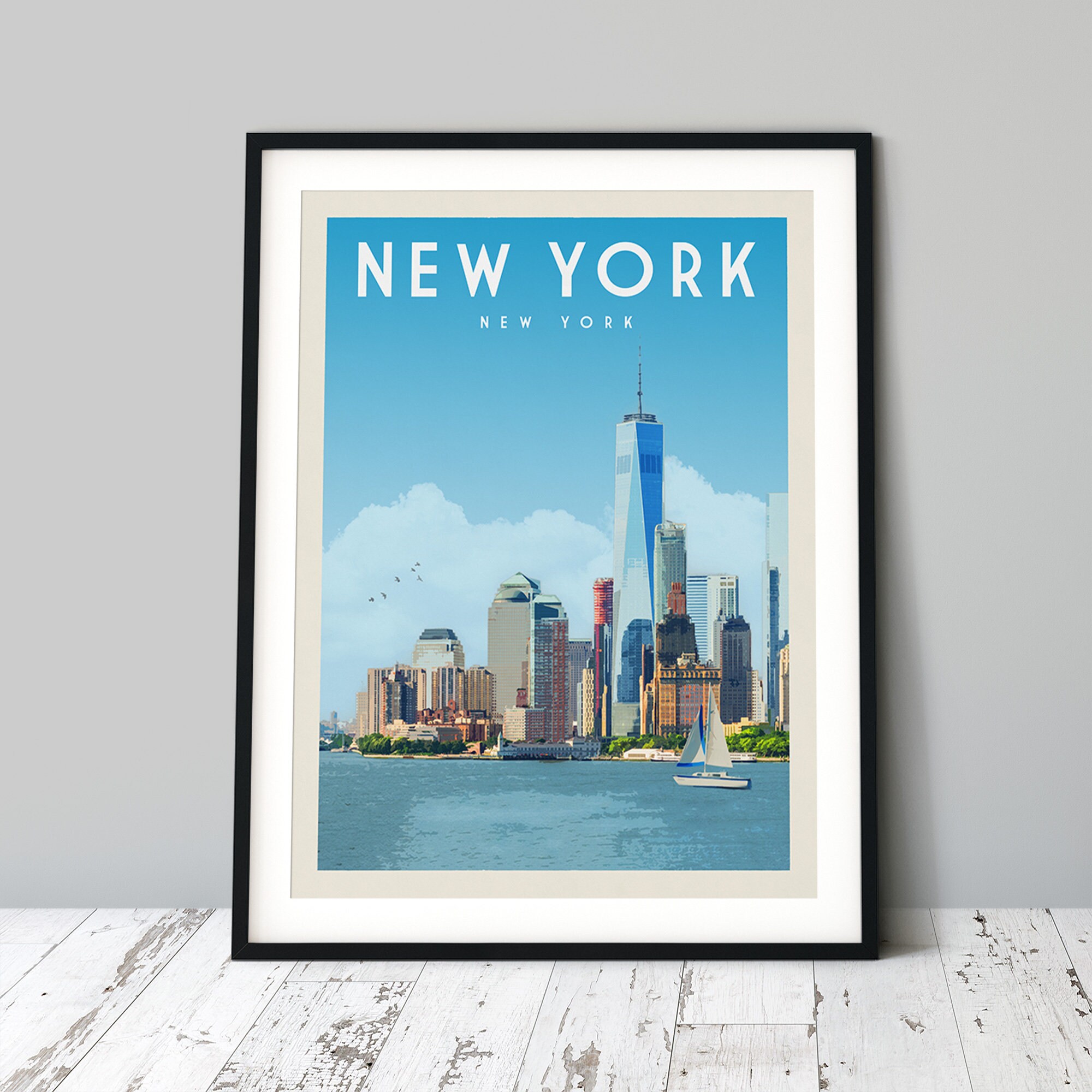 New York City Skyline Poster Print NYC Wall Art Print Home | Etsy