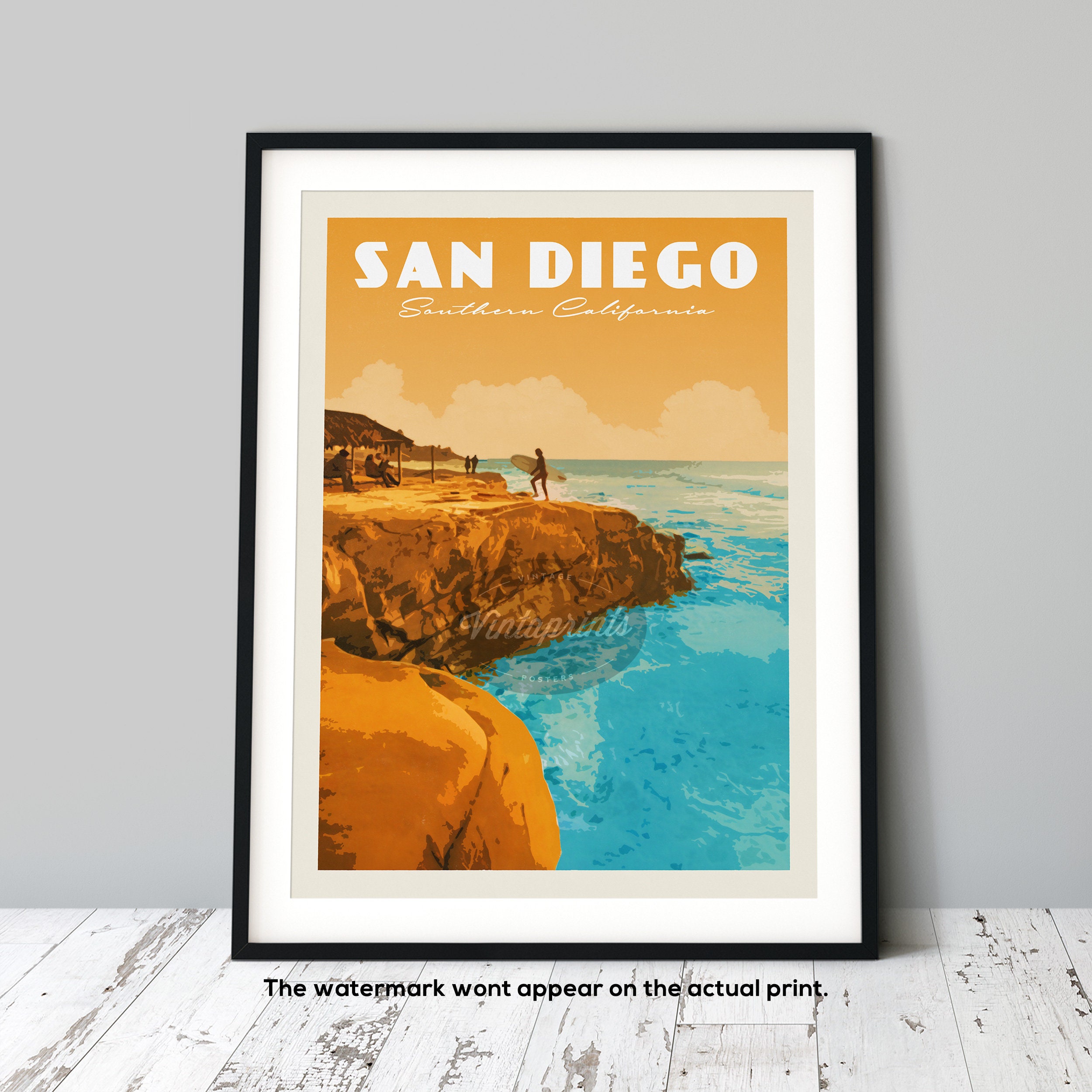 San Diego Print Southern California Poster San Diego Wall Etsy