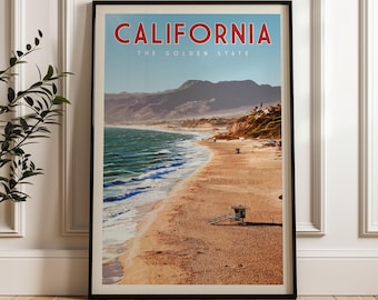 California Poster, California Wall Art, California Art Print, Southern California Print, Northern California Wall Art, Surfboard Wall Art