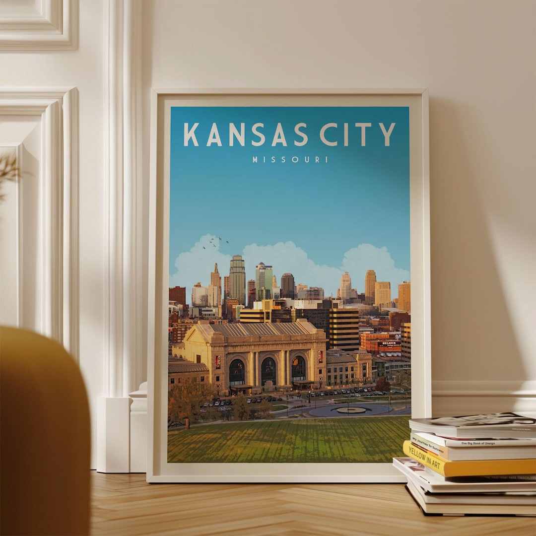 Kansas City Vintage Wall Art, Kansas City Art Print Travel Poster ...