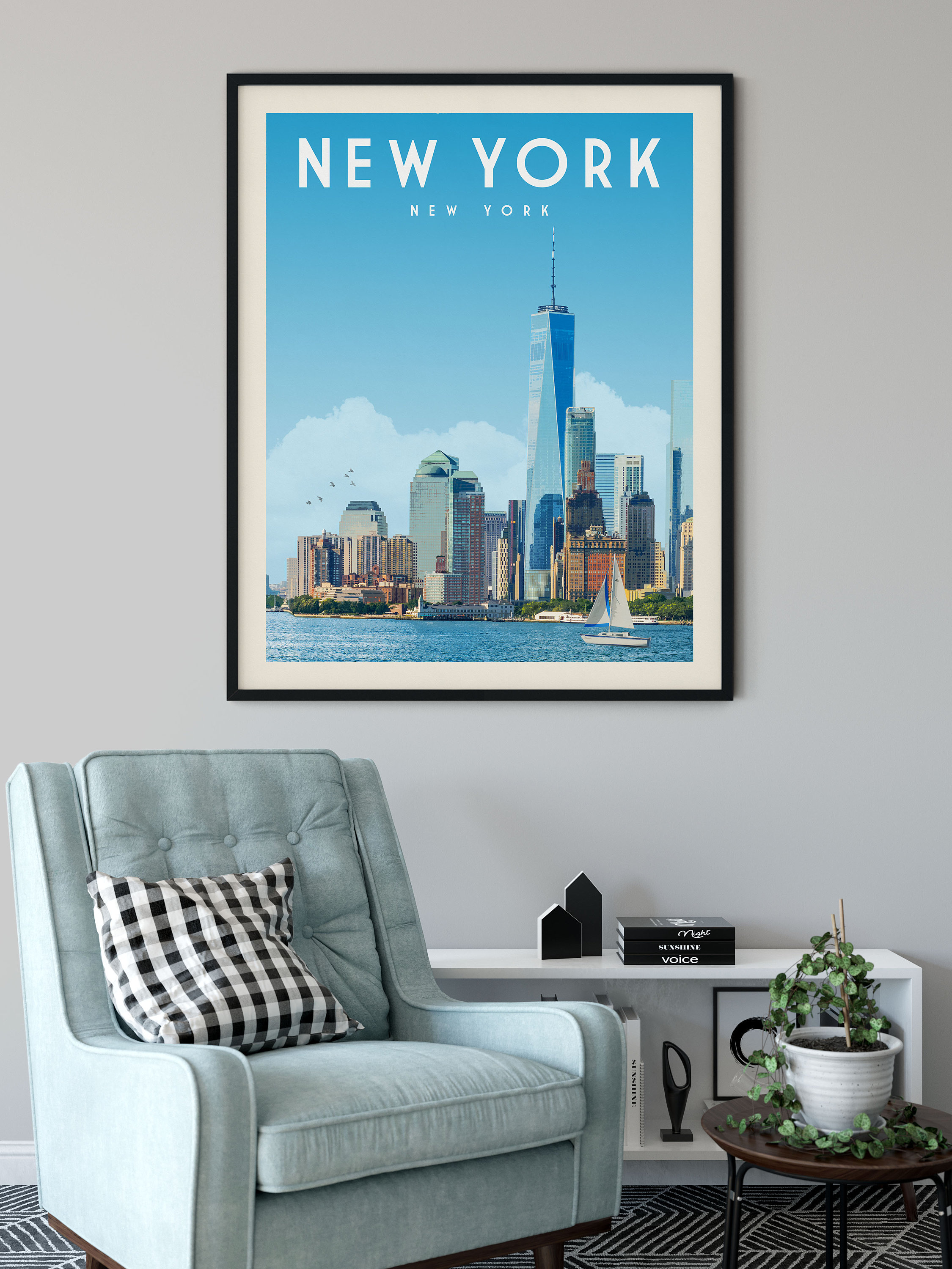 Discover New York City Skyline Poster Print, NYC Wall Art Print Home Decor, Vintage New York State Travel Poster, New York City Wall Art Travel Gifts