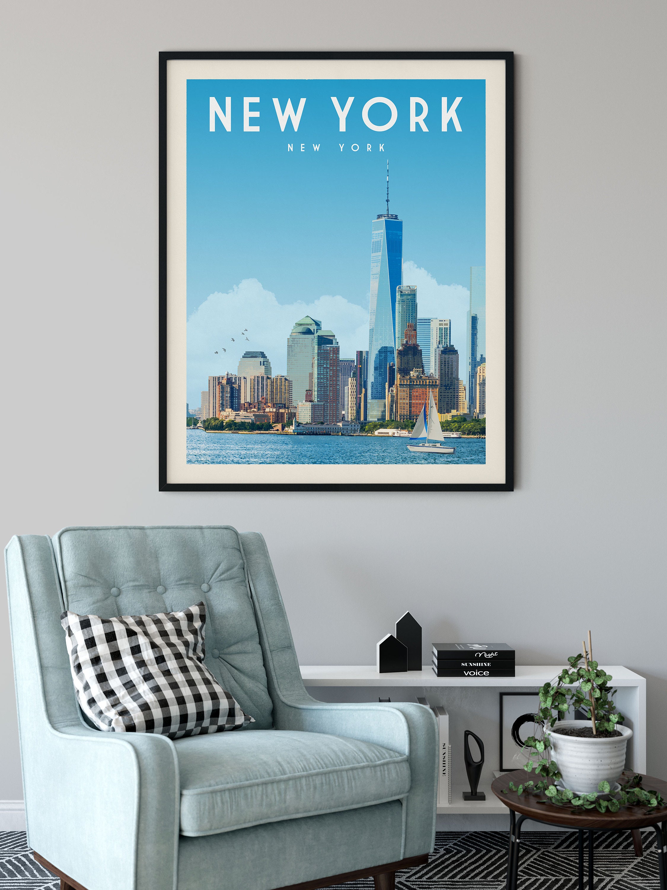 Discover New York City Skyline Poster Print, NYC Wall Art Print Home Decor, Vintage New York State Travel Poster, New York City Wall Art Travel Gifts